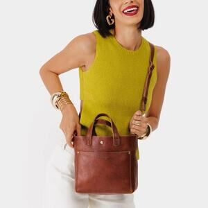 Portland Leather Goods Mini Crossbody Tote Nutmeg NWOT